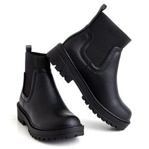 New Black Chelsea Elastic Low Platform Ankle Boots Booties